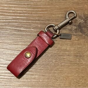 Red Coach Leather Keychain